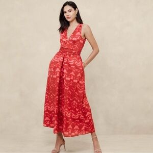 Banana Republic Voile Wrap-Waist Summer Wedding Guest Old Money Maxi Dress 8P